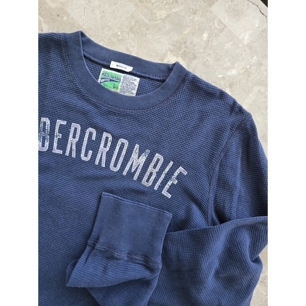 VTG Abercrombie & Fitch 90's/Y2K Distressed Thermal Muscle Shirt Large USA - Picture 1 of 9